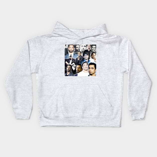 Riz Ahmed Collage Kids Hoodie by lunalovebad